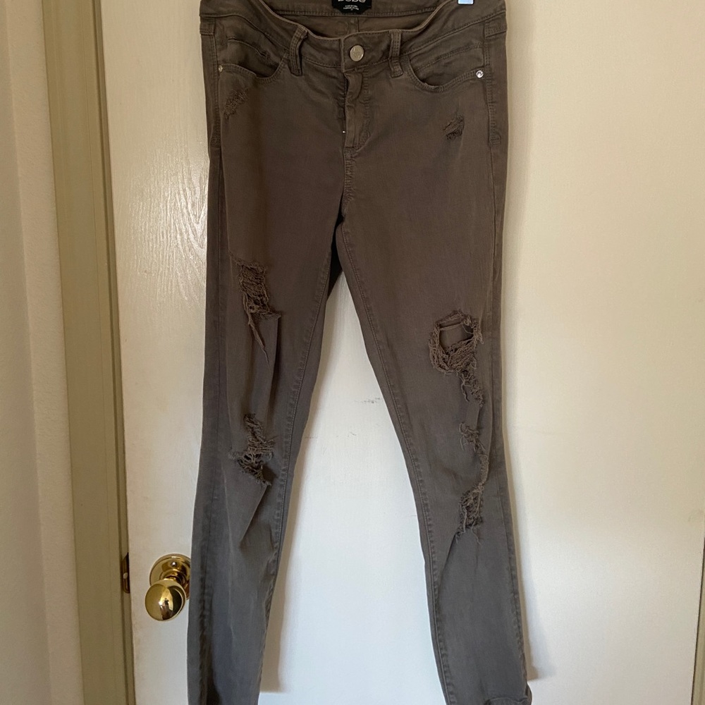 Bebe olive green ripped pants